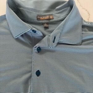 PETER MILLAR Jubilee stripe performance polo in navy and white pinstripe size XL